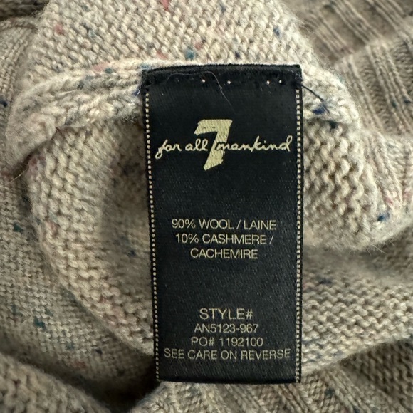 7 For All Mankind Wool/Cashmere Long Scoopneck Sweater Size M Taupe - Picture 8 of 12